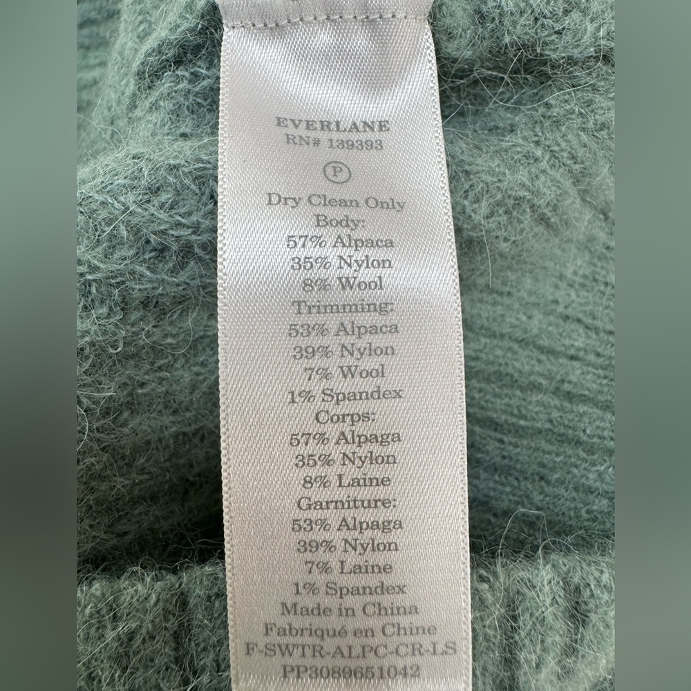 Everlane Cocoon Alpaca Wool Sweater Heathered Lilypad Small $128 Blue Green - Picture 6 of 11